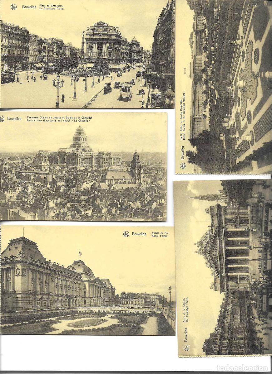 Postales: &rdquo;Vistas de Bruuselas&rdquo; Lote de 5 antiguas postales Belgas, fotogr&aacute;ficas. 9 x 14 cm. No circuladas