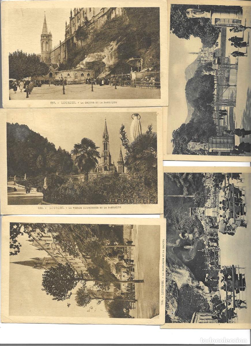 Postales: &rdquo;Vistas de Lourdes&rdquo; Lote de 5 antiguas postales Francesas, fotogr&aacute;ficas. 9 x 14 cm. No circuladas