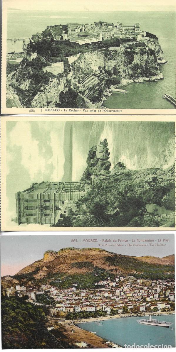 Postales: &rdquo;Vistas de M&oacute;naco&rdquo; Lote de 3 antiguas postales Francesas, fotogr&aacute;ficas. 9 x 14 cm. No circuladas
