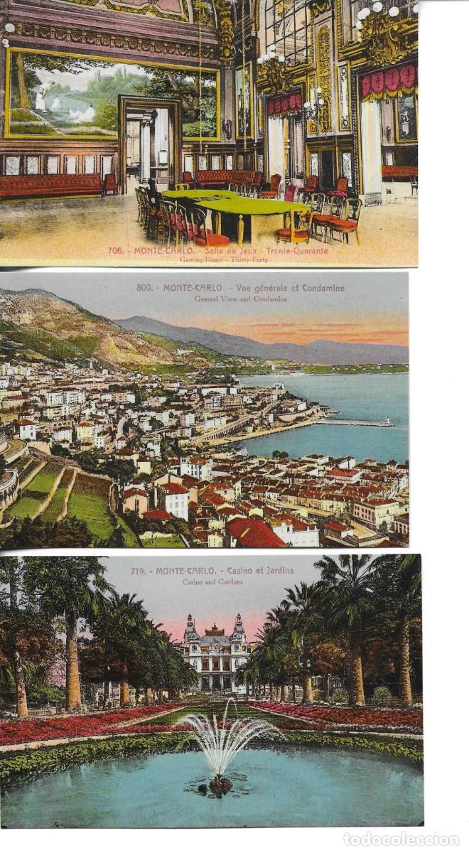 Postales: &rdquo;Vistas de Monte-Carlo&rdquo; Lote de 3 antiguas postales Francesas, fotogr&aacute;ficas. 9 x 14 cm. No circulada