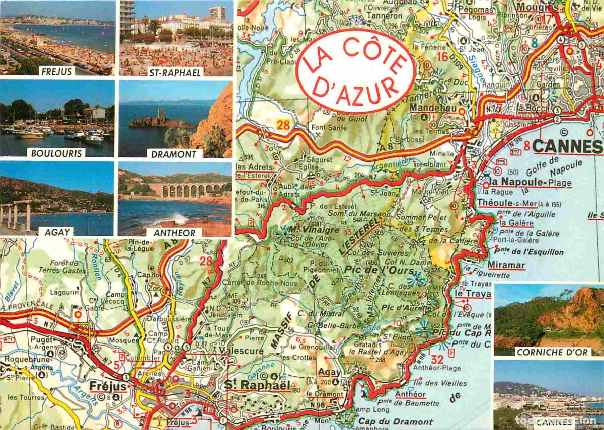 Postkarten: Francia - Carte Postale - 06 - Cote d'Azur - de cannes mougins &agrave; st-rapha&euml;l fr&eacute;jus - Multivues - Car