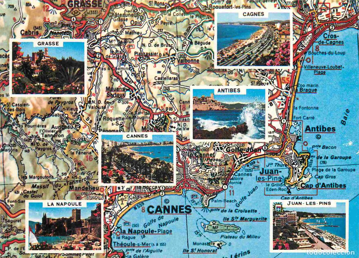 Postcards: Francia - Carte Postale - 06 - Cannes - Multivues - Carte G&eacute;ographique Michelin - CPM - Voir Scans R
