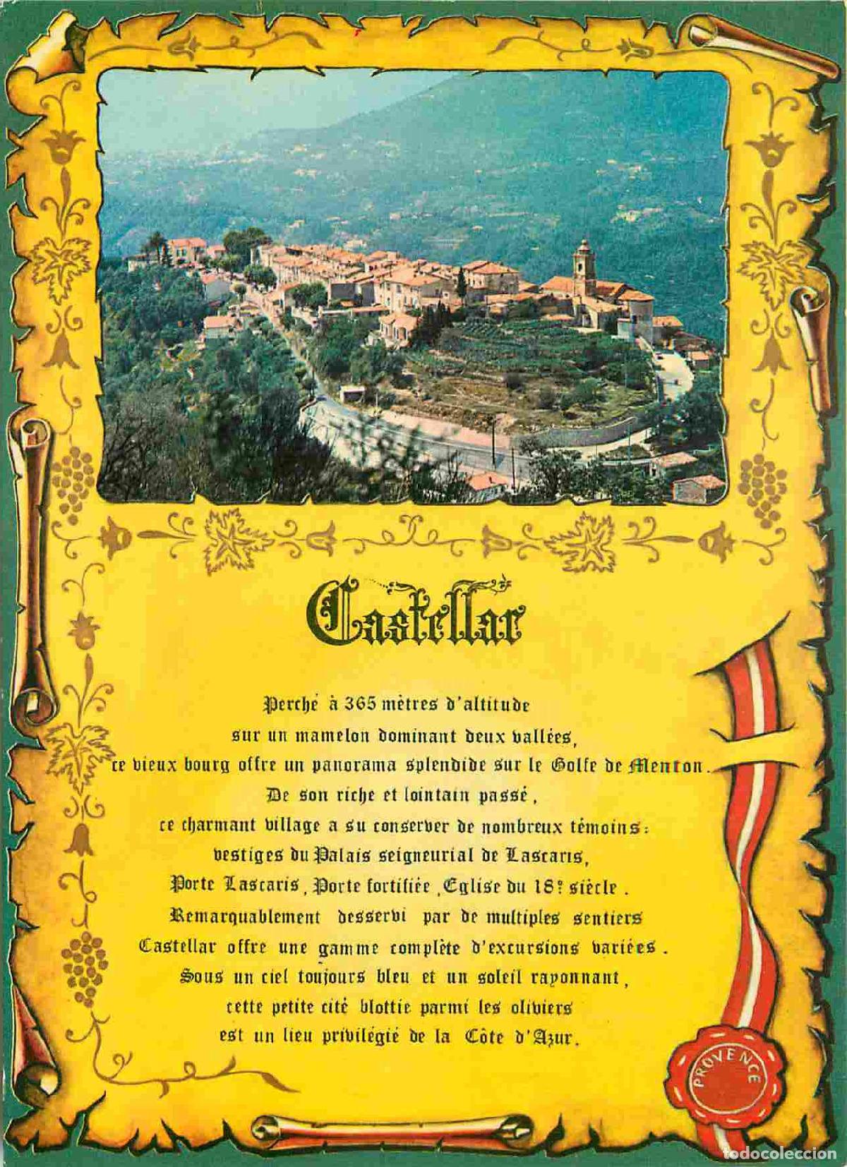 Postkarten: Francia - Carte Postale - 06 - Castellar - Vue g&eacute;n&eacute;rale - Perch&eacute; &agrave; 365 m&egrave;tres d'altitude sur un mame