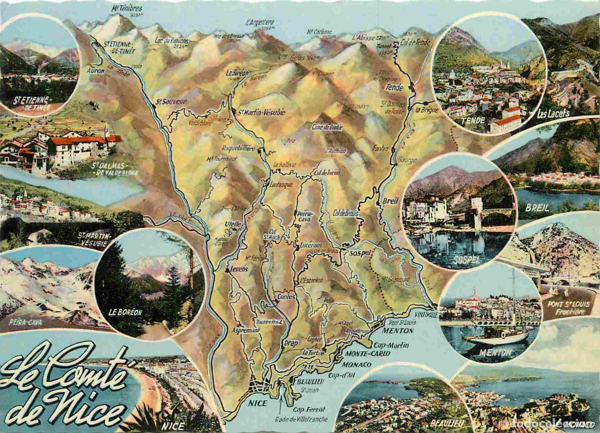 Cartes Postales: Francia - Carte Postale - 06 - Nice - Le comte de nice - Multivues - Carte G&eacute;ographique - CPM - Voir