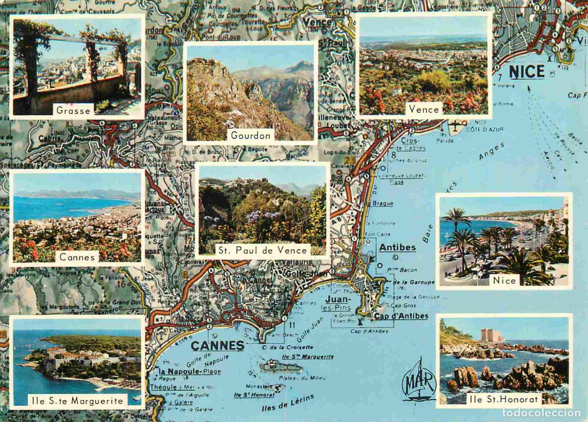 Postkarten: Francia - Carte Postale - 06 - Cote d'Azur - Multivues - Carte G&eacute;ographique Michelin - CPM - Voir Sc