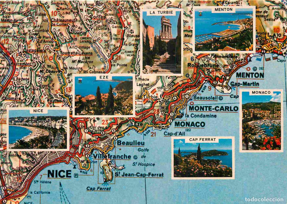 Postcards: Francia - Carte Postale - 06 - Cote d'Azur - Multivues - Carte G&eacute;ographique Michelin - CPM - Voir Sc