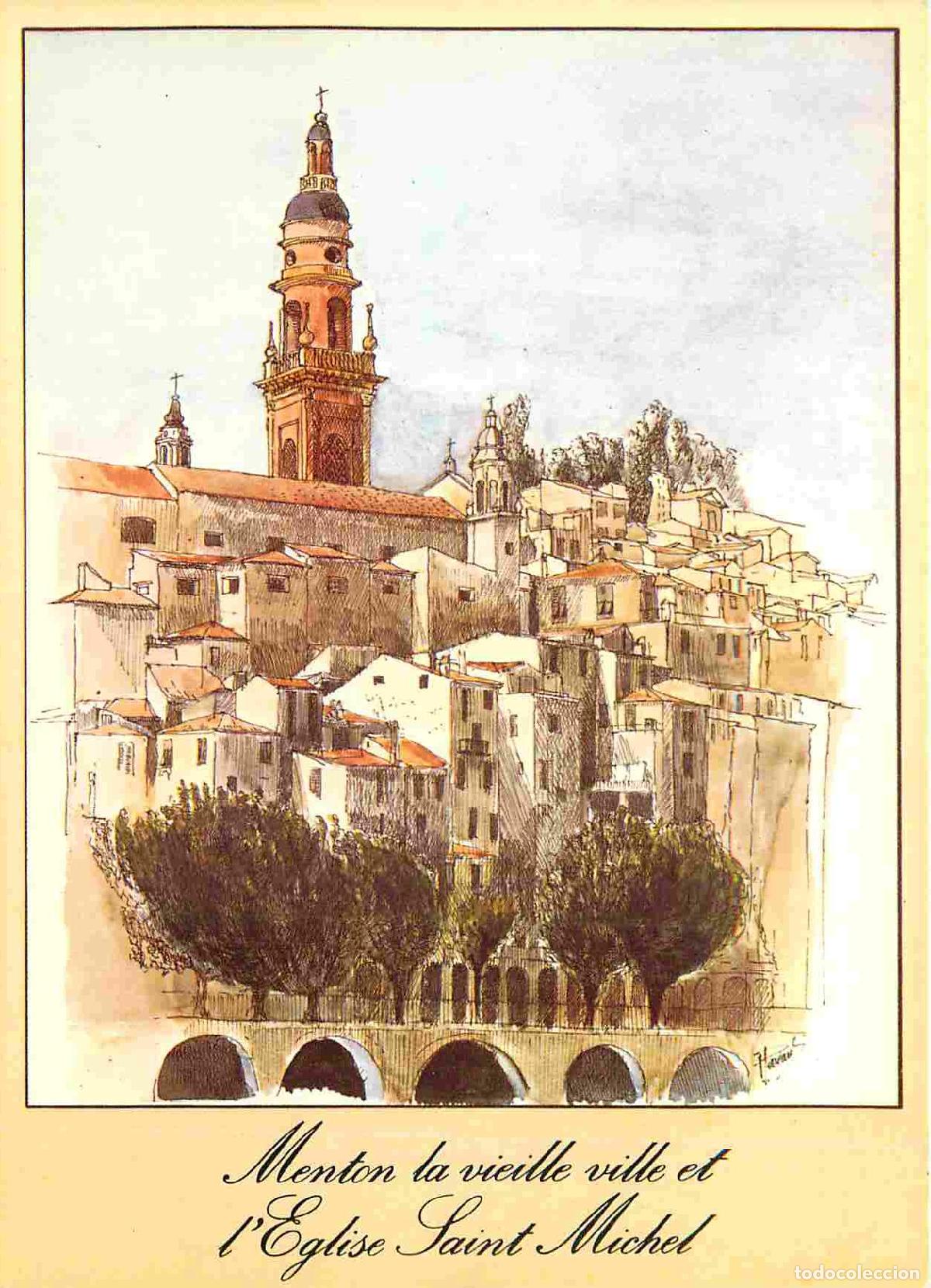Postcards: Francia - Carte Postale - 06 - Menton - la vieille ville et l'eglise saint michel - Art Dessin d'apr