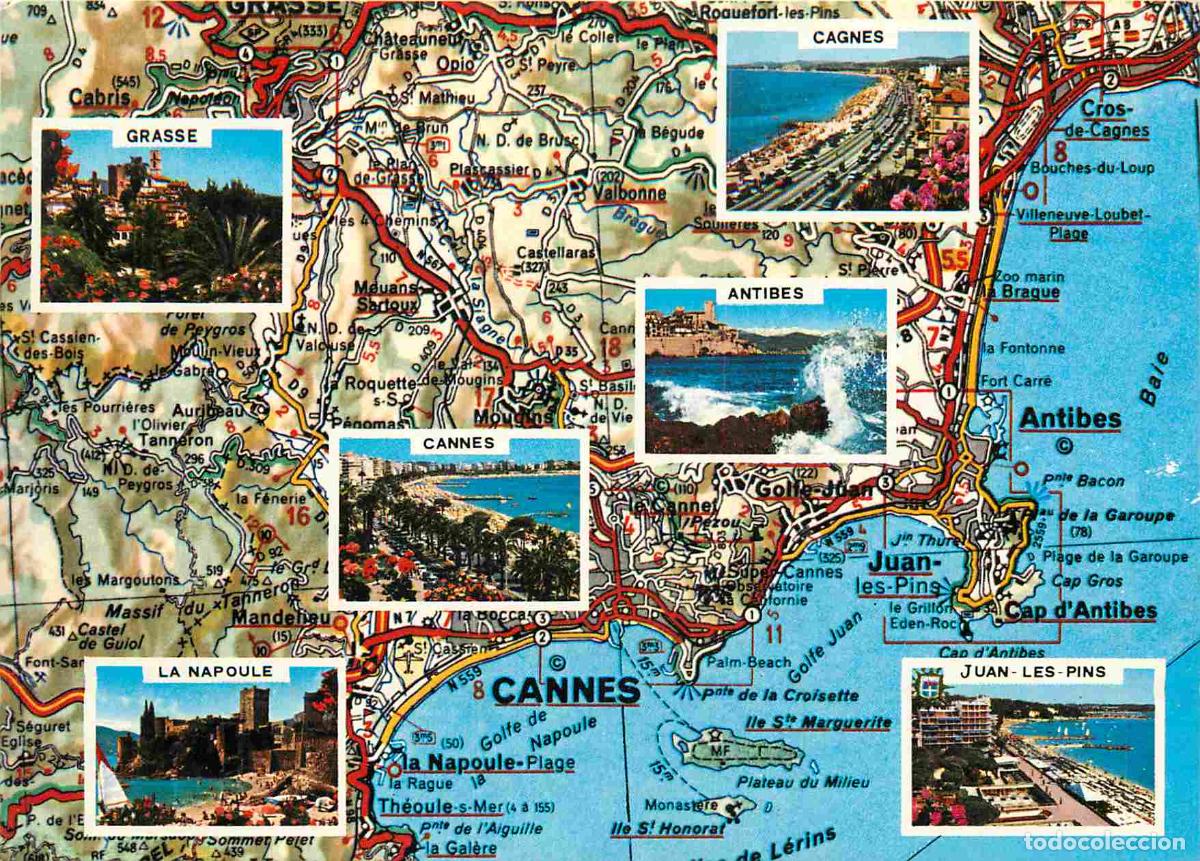 Postcards: Francia - Carte Postale - 06 - Cote d'Azur - Multivues - Carte G&eacute;ographique Michelin - CPM - Voir Sc