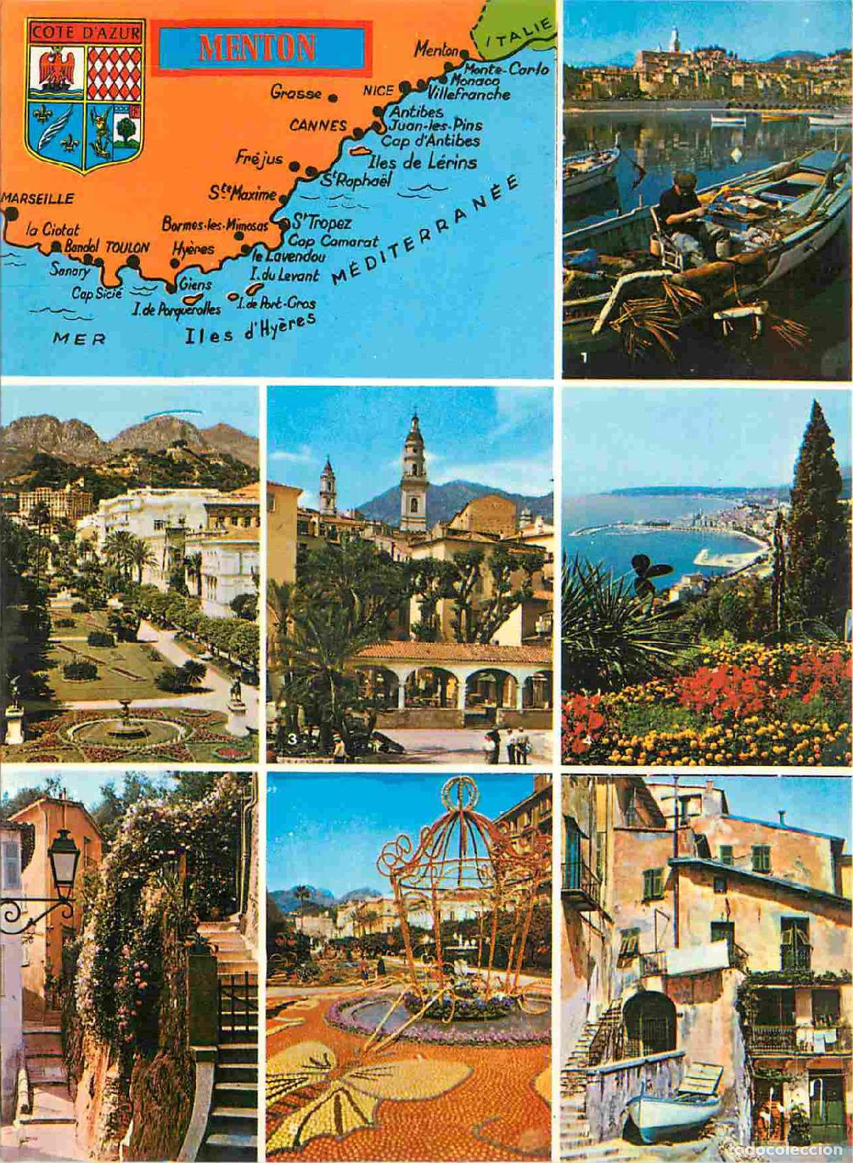 Postcards: Francia - Carte Postale - 06 - Menton - Multivues - La Vieille Ville Le Jardin Biov&egrave;s La Place aux H