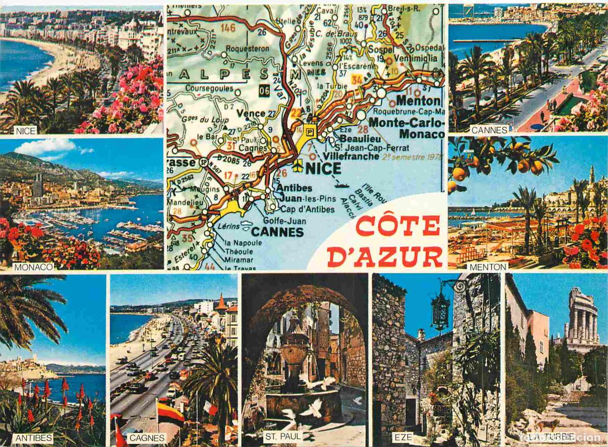 Cartes Postales: Francia - Carte Postale - 06 - Cote d'Azur - Multivues - Carte G&eacute;ographique Michelin - CPM - Voir Sc