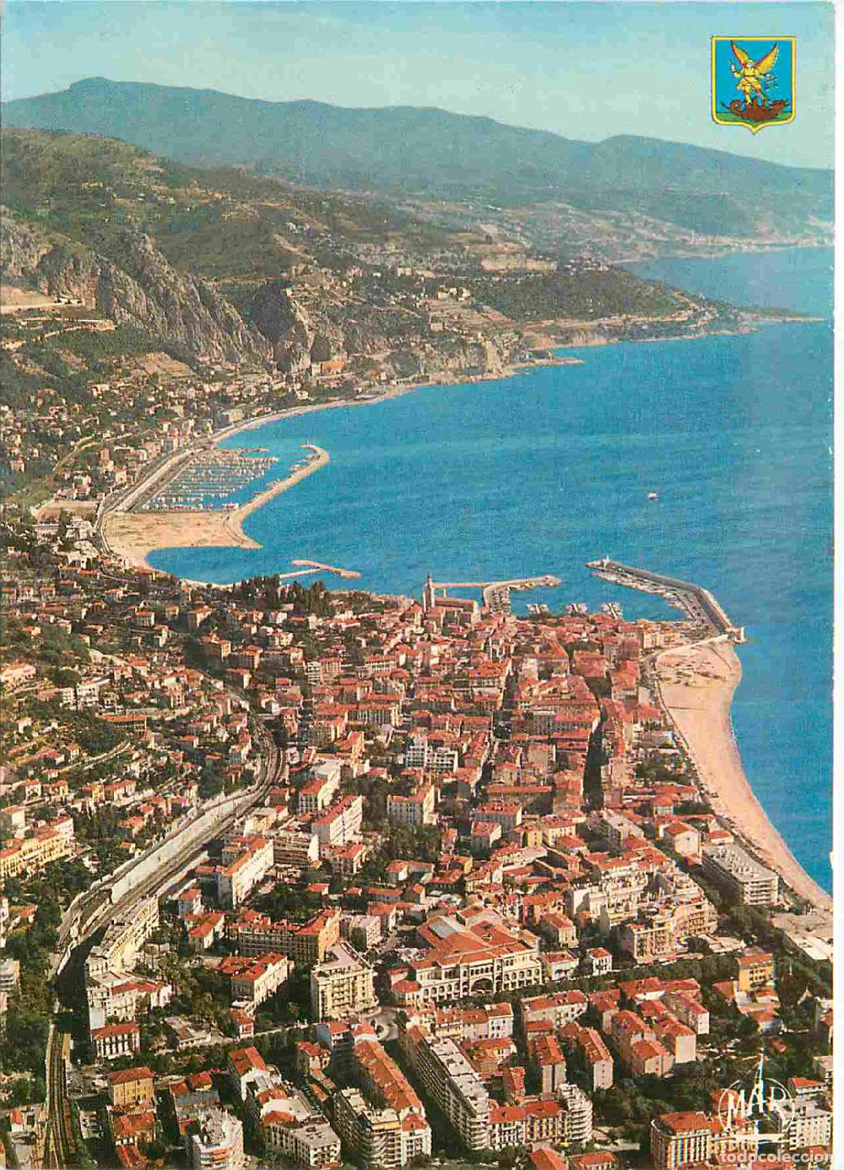 Cartes Postales: Francia - Carte Postale - 06 - Menton - La ville et la fronti&egrave;re franco-italienne - vue a&eacute;rienne - C