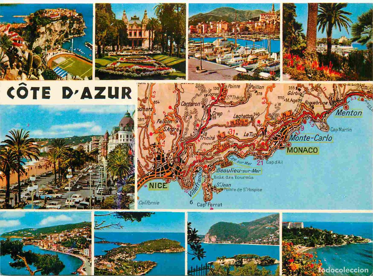 Postales: Francia - Carte Postale - 06 - Cote d'Azur - Multivues - Carte G&eacute;ographique Michelin - CPM - Voir Sc