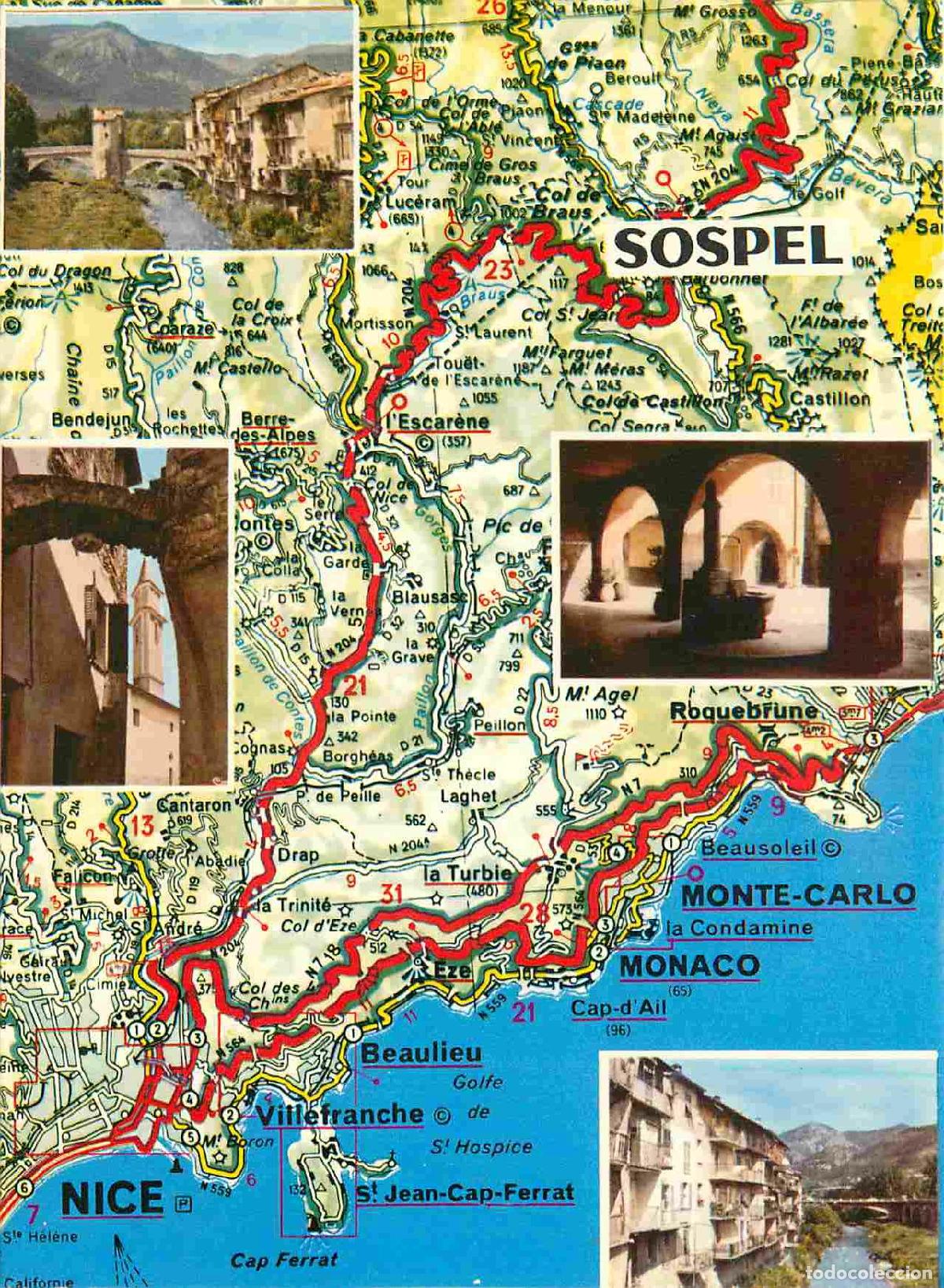 Postkarten: Francia - Carte Postale - 06 - Sospel - Souvenir de Sospel - Multivues - Carte G&eacute;ographique Michelin