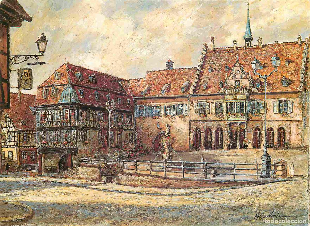 Postcards: Francia - Carte Postale - 67 - Barr - Place de l'H&ocirc;tel de Ville - Art Peinture de K Rezvanian - CPM