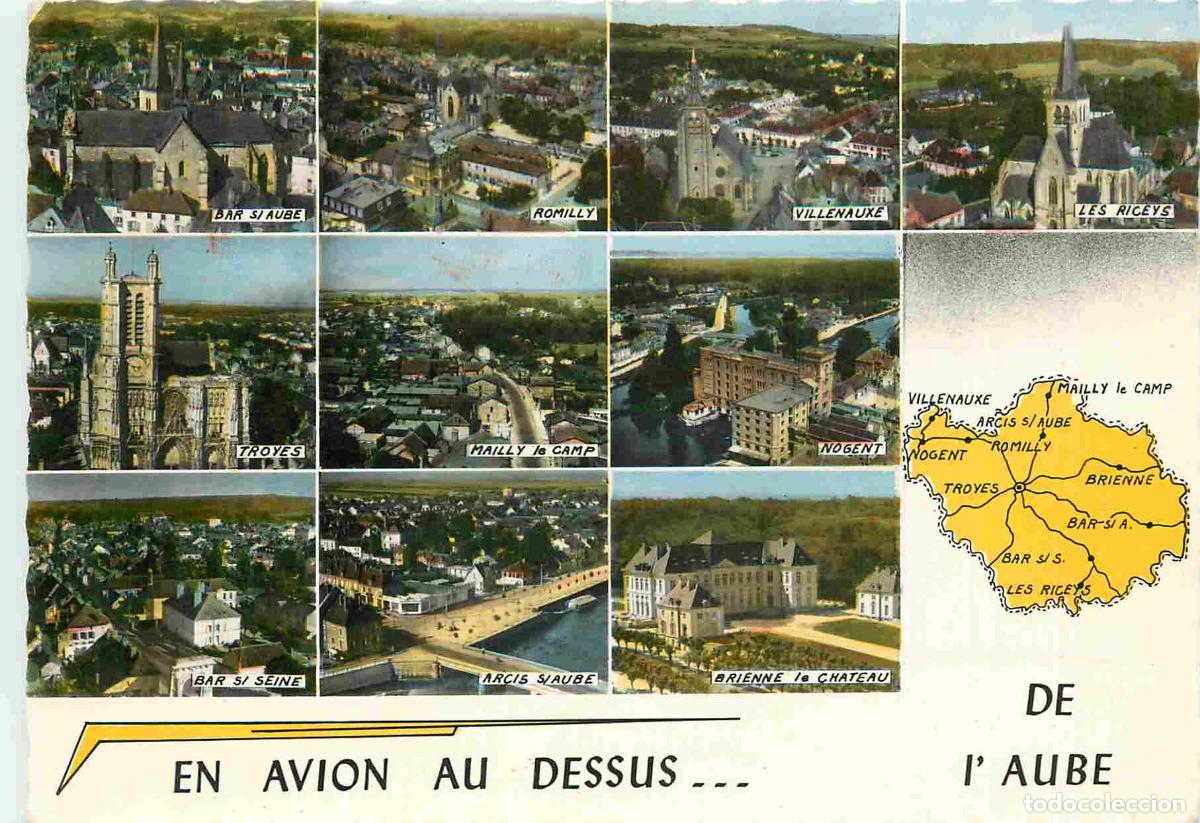 Postcards: Francia - Carte Postale - 10 - Aube - En avion au dessus de l'Aube - Multivues - Carte G&eacute;ographique