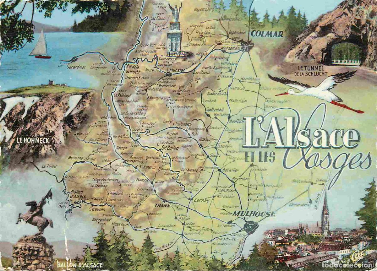 Postales: Francia - Carte Postale - 68 - Alsace - L'alsace et les vosges - Multivues - Carte G&eacute;ographique - Ca