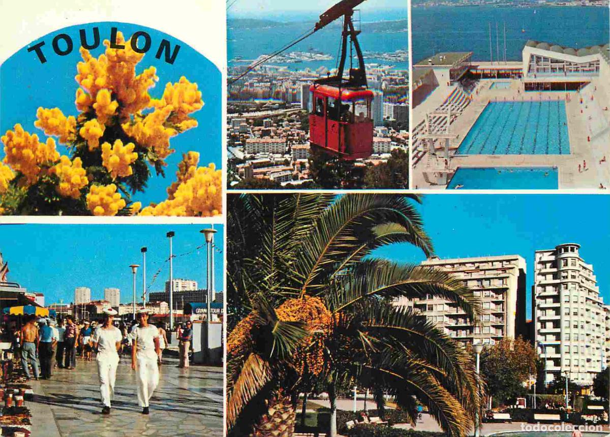 Postkarten: Francia - Carte Postale - 83 - Toulon - Multivues - Vue sur la rade et le t&eacute;l&eacute;ph&eacute;rique La piscine ol