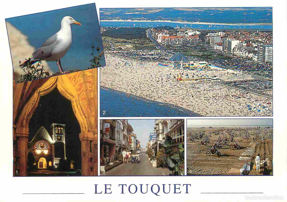 Postkarten: Francia - Carte Postale - 62 - Le Touquet - Multivues - L'&eacute;glise la nuit Vue a&eacute;rienne de la plage La