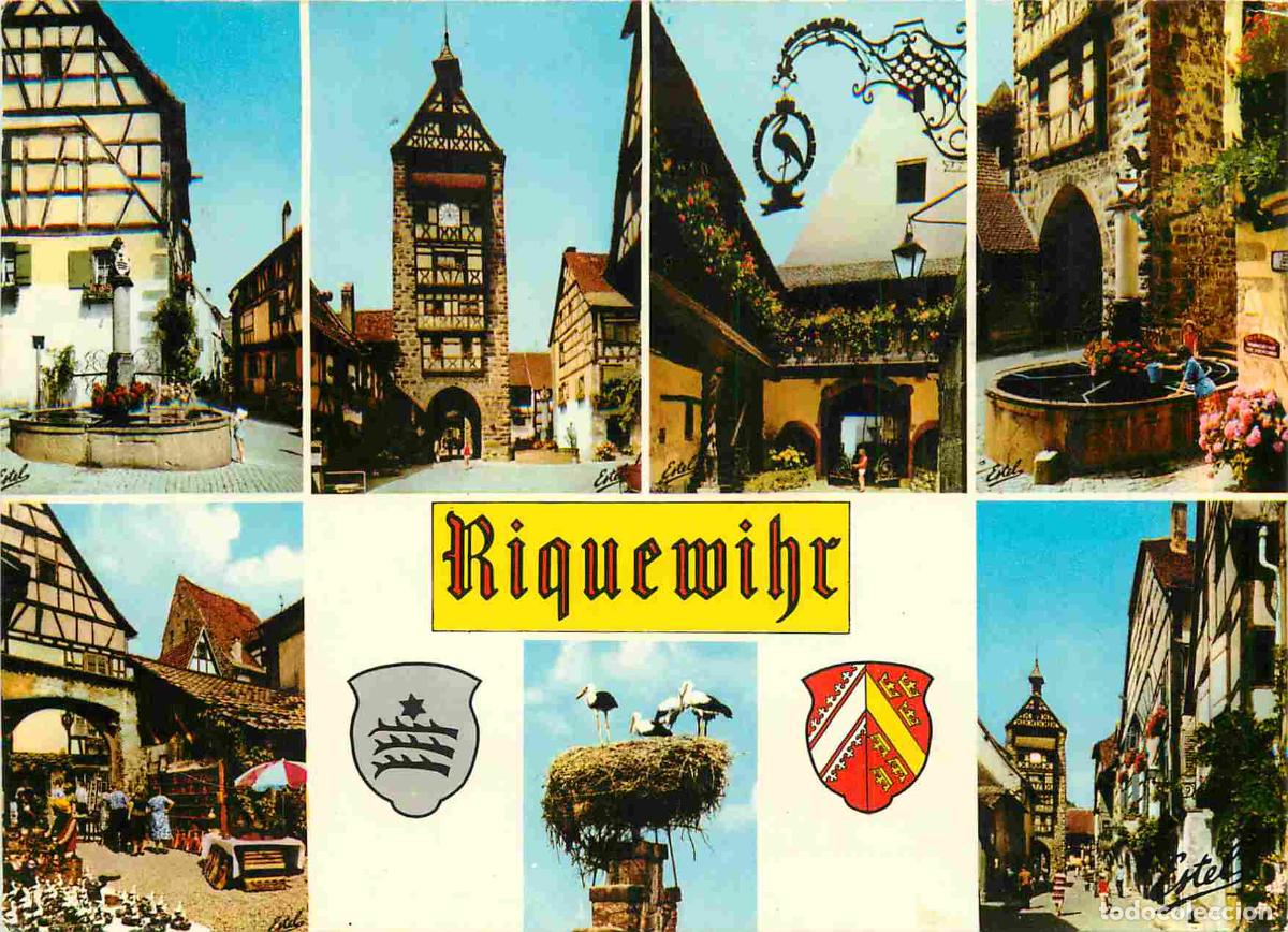 Postkarten: Francia - Carte Postale - 68 - Riquewihr - Multivues - fontaine sinnbrunnen le dolder cour fleurie a