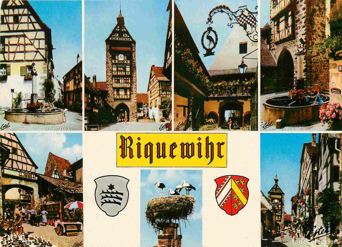 Postkarten: Francia - Carte Postale - 68 - Riquewihr - Multivues - Fontaine sinnbrunnen le dolder cour fleurie a