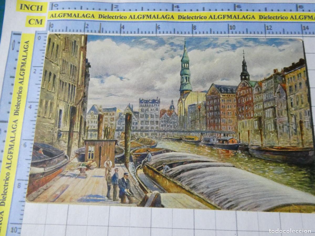 Postales: POSTAL DE ALEMANIA. HAMBURGO PINTURA DIBUJO FLEET MIT REIMERSBR&Uuml;CKE UND KATHARINENKIRCHE. 4693