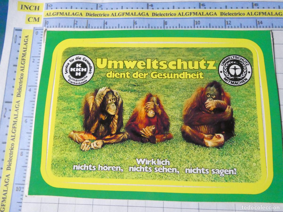 Postales: POSTAL DE ALEMANIA. PEGATINA. TRES MONOS SABIOS PROTECCI&Oacute;N NATURALEZA. 4709
