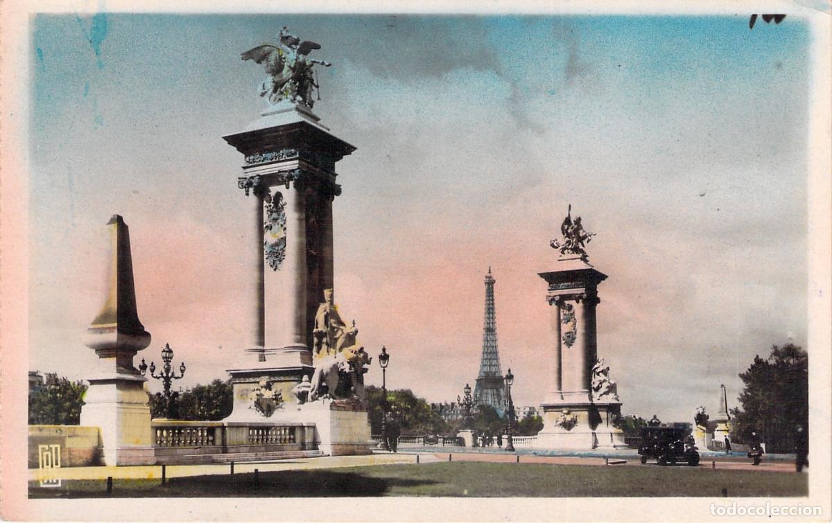 Postcards: Postal de Par&iacute;s con el Puente Alejandro III y la Torre Eiffel