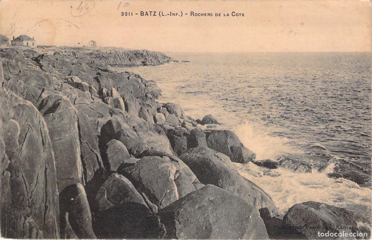 Postkarten: Postal de Batz-sur-Mer, Rocas de la Costa, Breta&ntilde;a, Francia