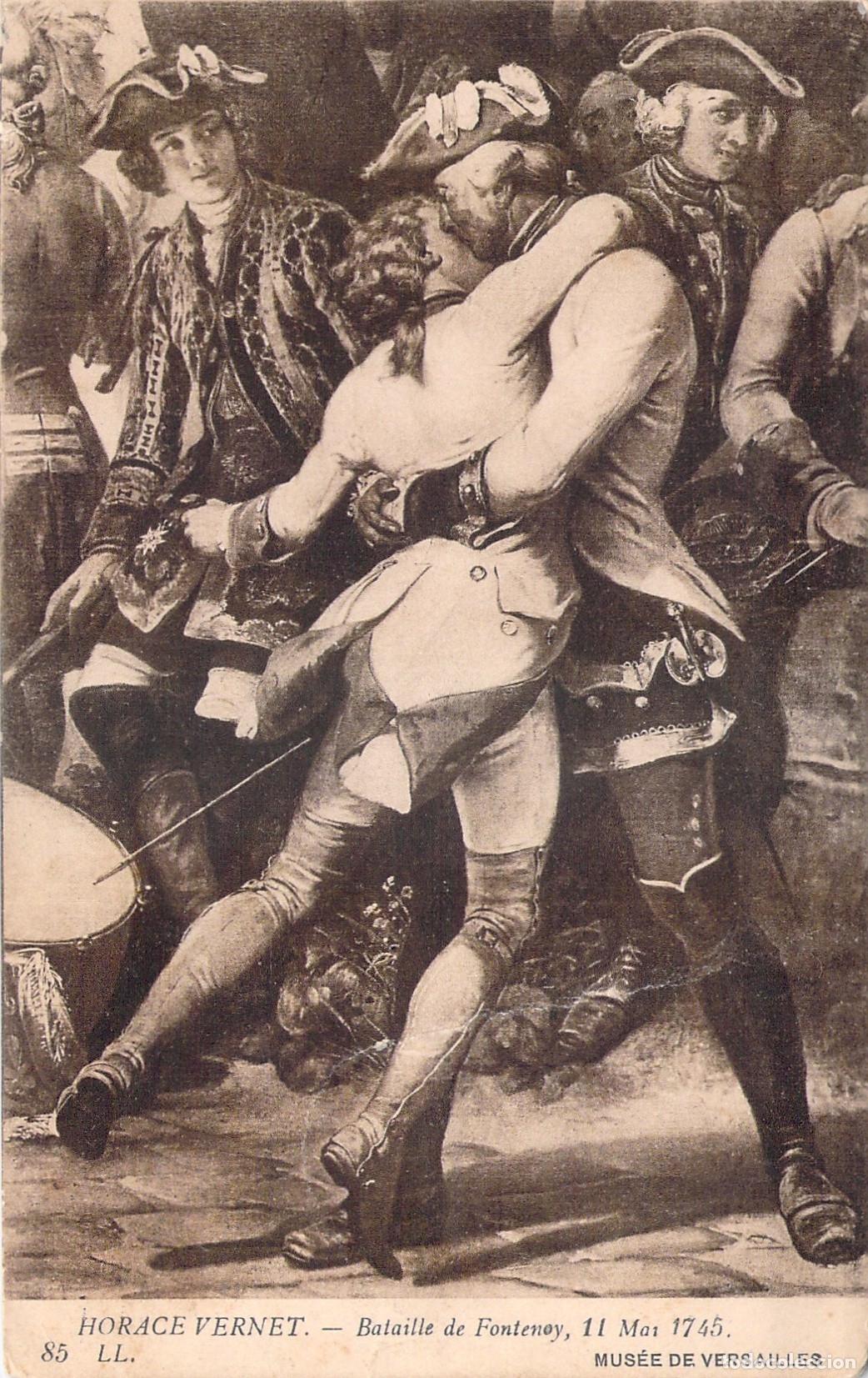 Postkarten: Postal Batalla de Fontenoy de Horace Vernet con Publicidad Horsine
