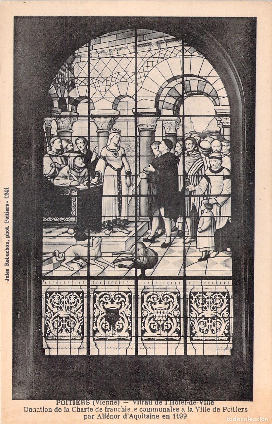 Postales: Postal Vitral del Ayuntamiento de Poitiers Ali&eacute;nor d'Aquitaine
