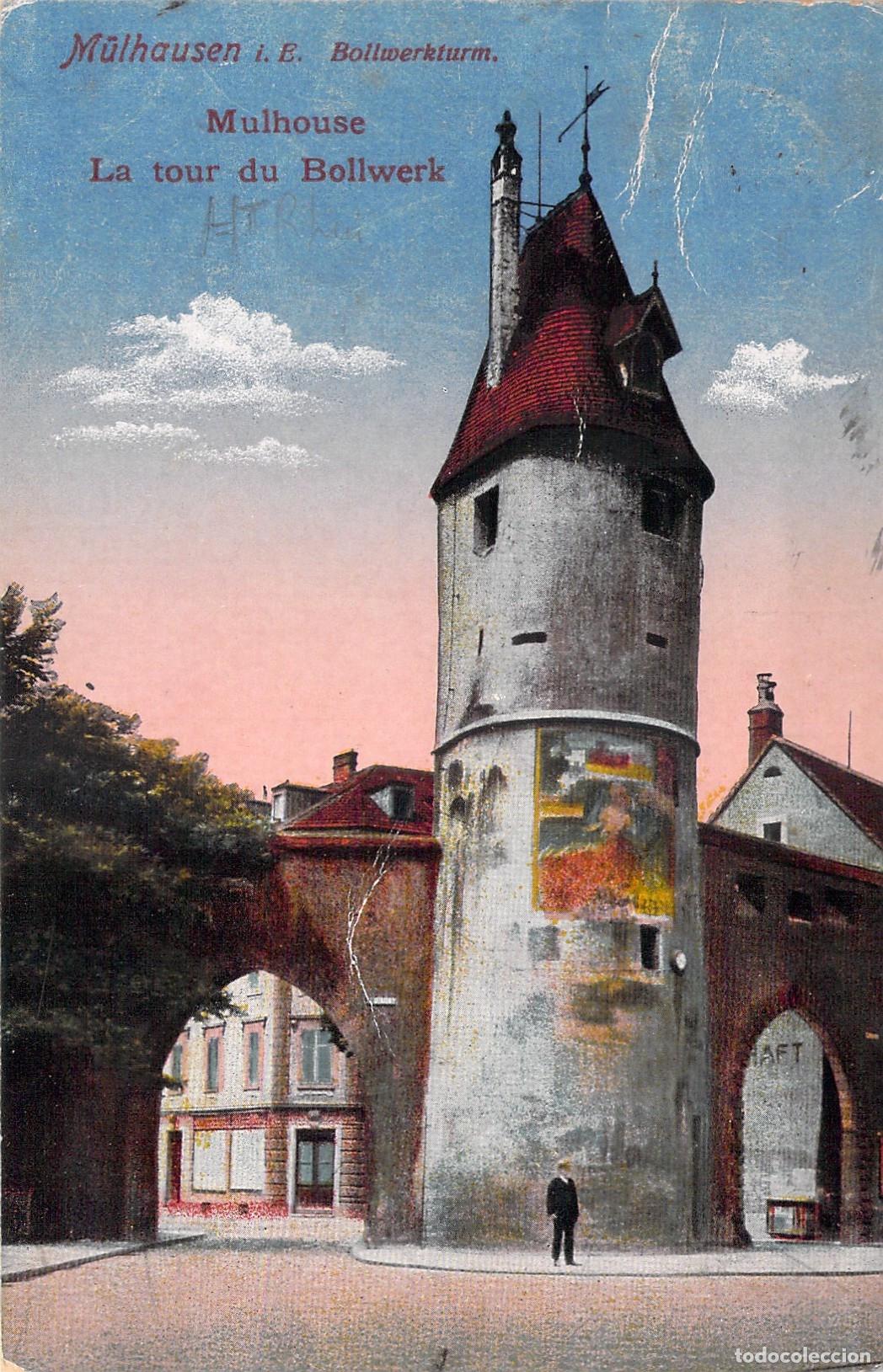 Postcards: Postal de la Torre Bollwerk en Mulhouse, Alsacia