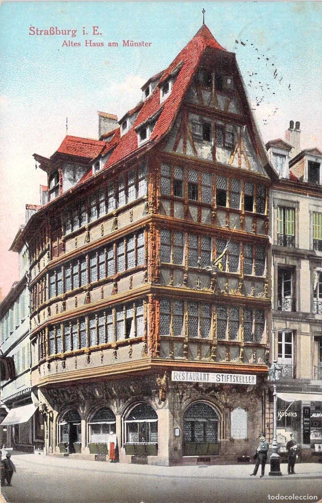 Postkarten: Postal de la Casa Kammerzell y Restaurante Stiftskeller en Estrasburgo