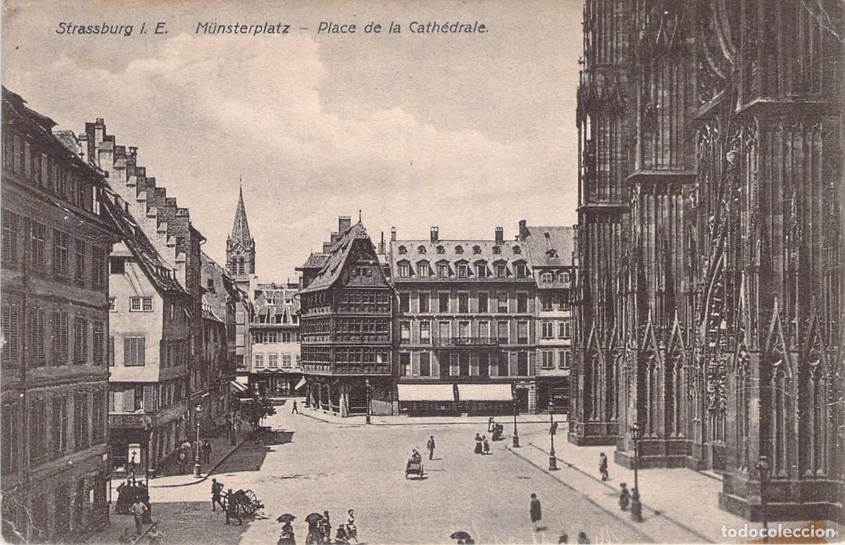 Postcards: Postal de la Plaza de la Catedral en Estrasburgo Alsacia