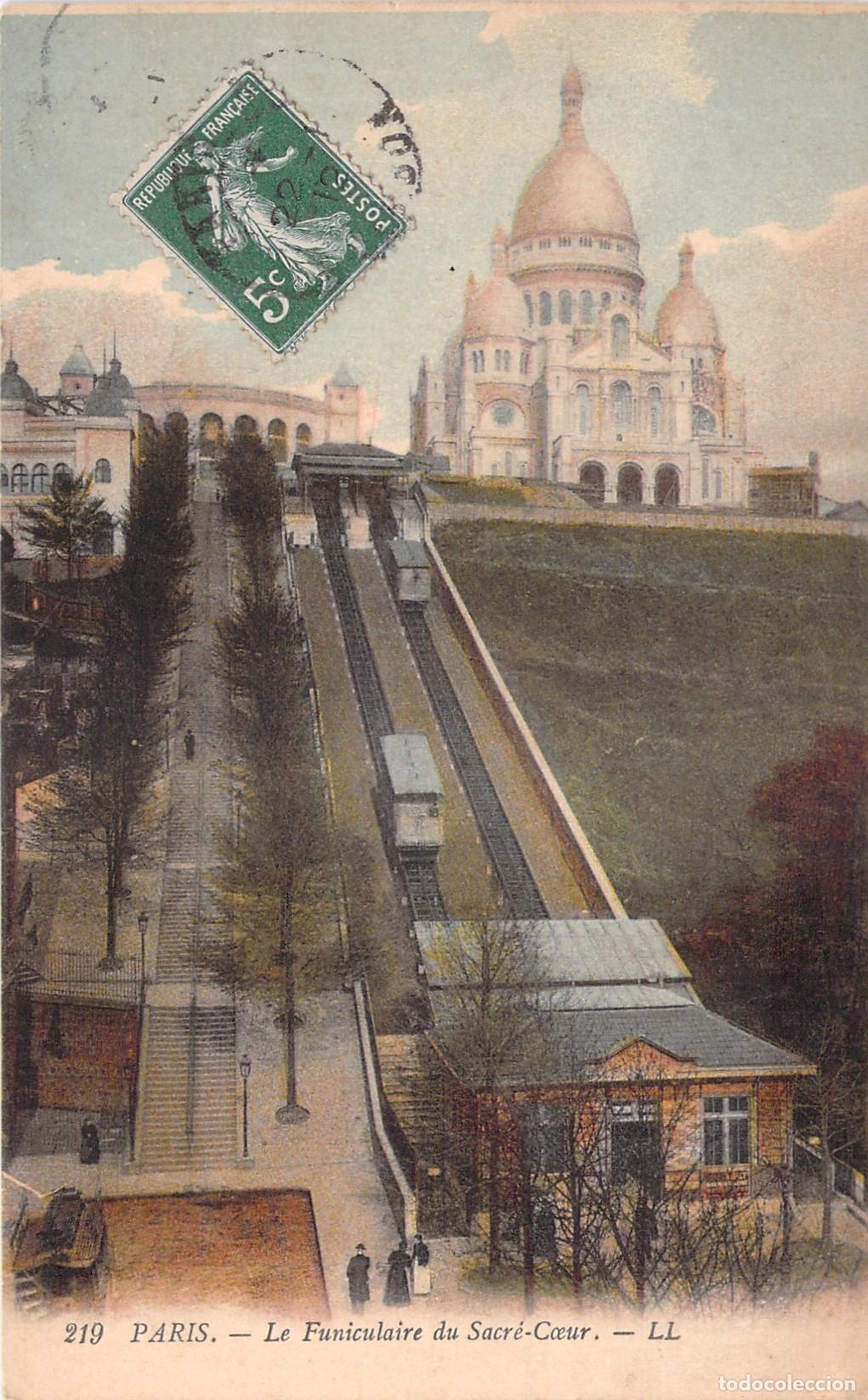 Postales: Postal de Par&iacute;s: Funicular del Sacr&eacute;-C&oelig;ur y Bas&iacute;lica