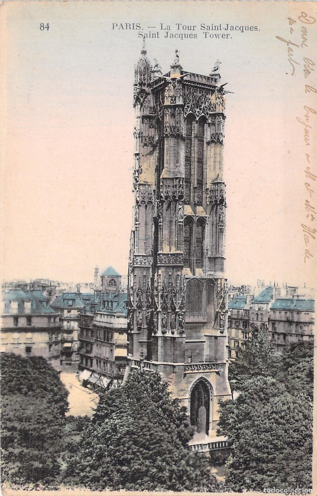 Postales: Tarjeta Postal Par&iacute;s La Tour Saint-Jacques Arquitectura G&oacute;tica
