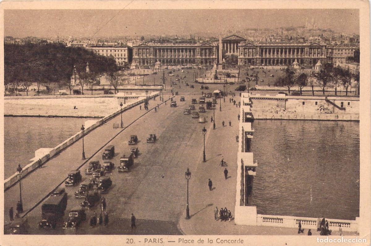 Postales: Postal de Par&iacute;s - Place de la Concorde y Puente sobre el Sena