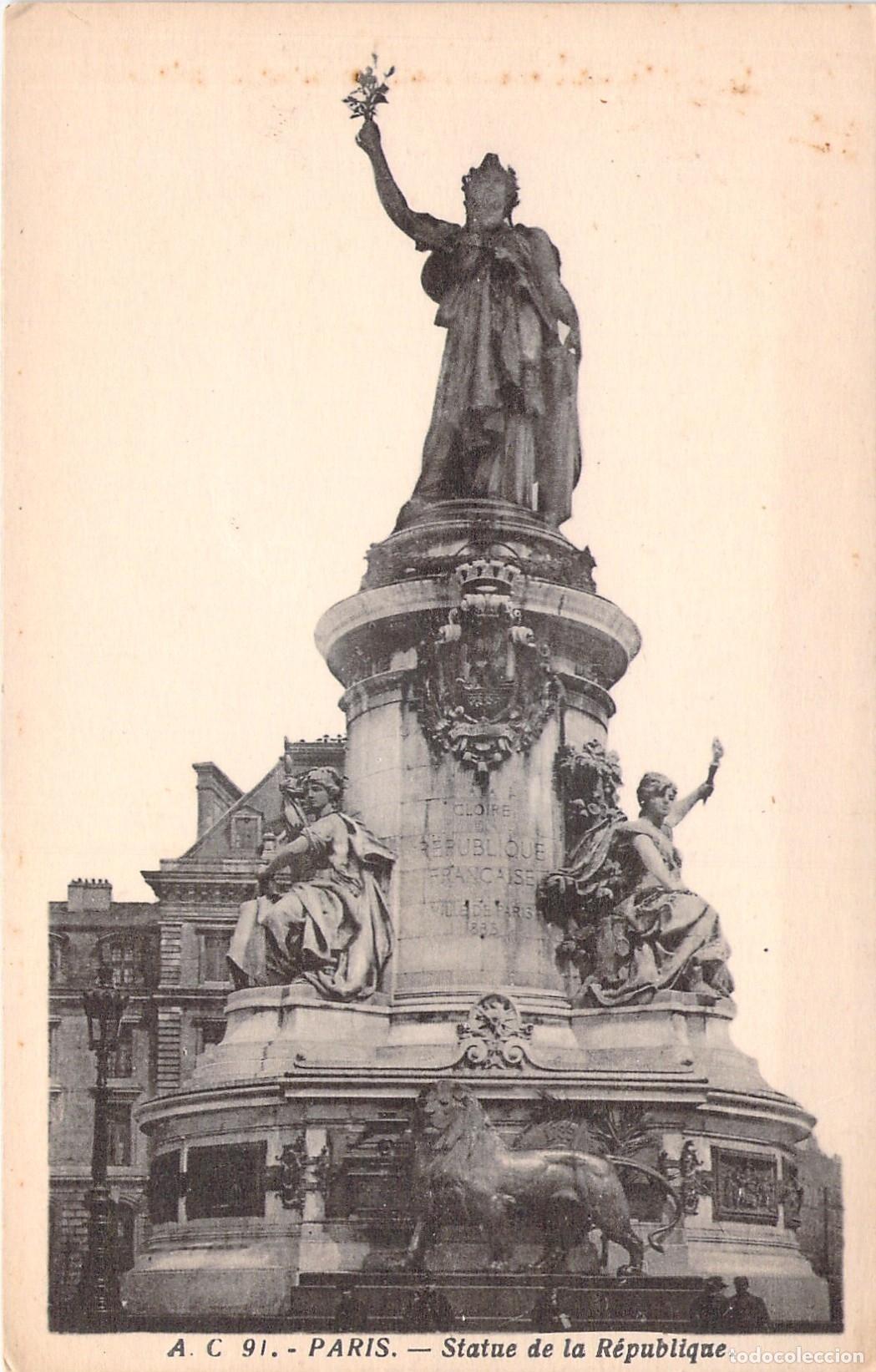 Postales: Postal Estatua de la Rep&uacute;blica en Par&iacute;s Monumento Hist&oacute;rico