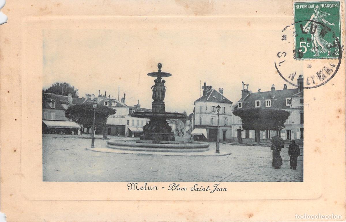 Postales: Postal de la Plaza Saint-Jean y su Fuente en Melun, Francia