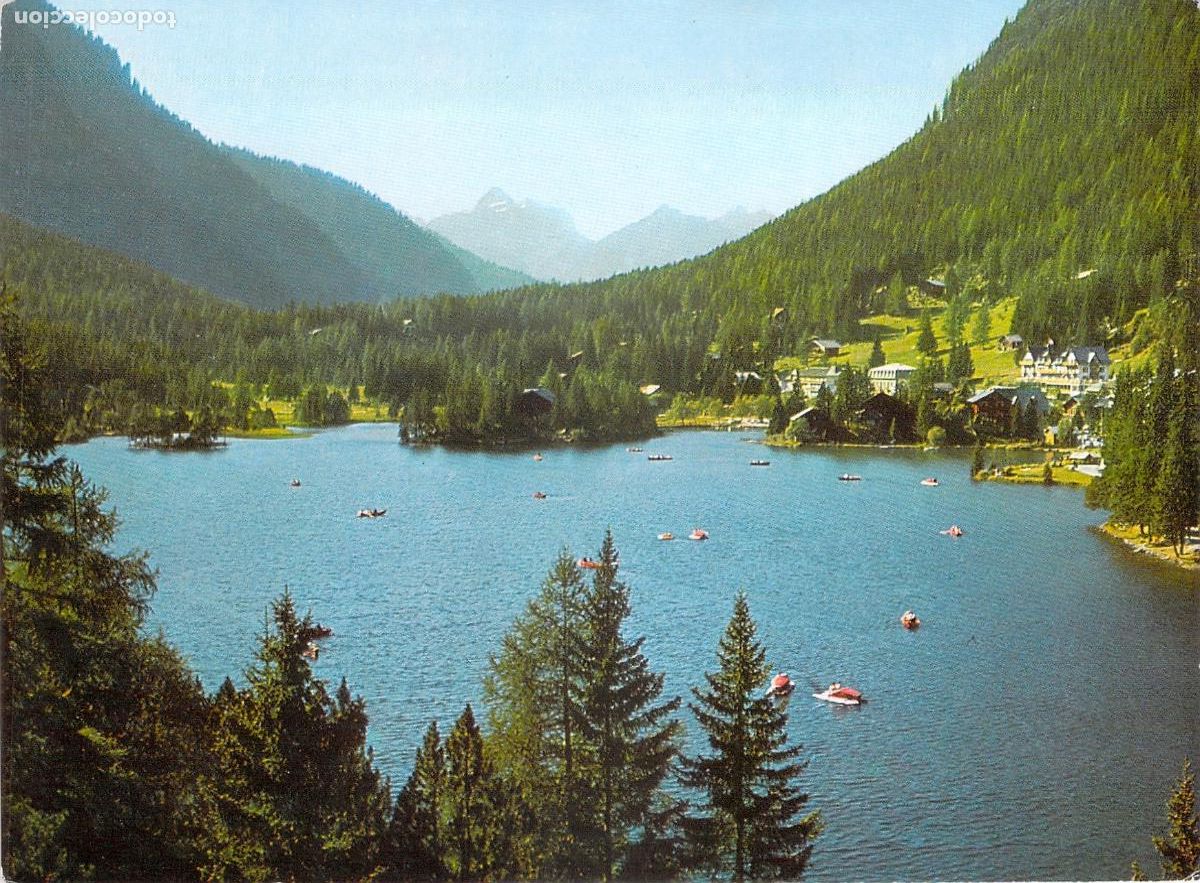 Postales: Postal del Lago y Estaci&oacute;n de Champex en Valais Suiza