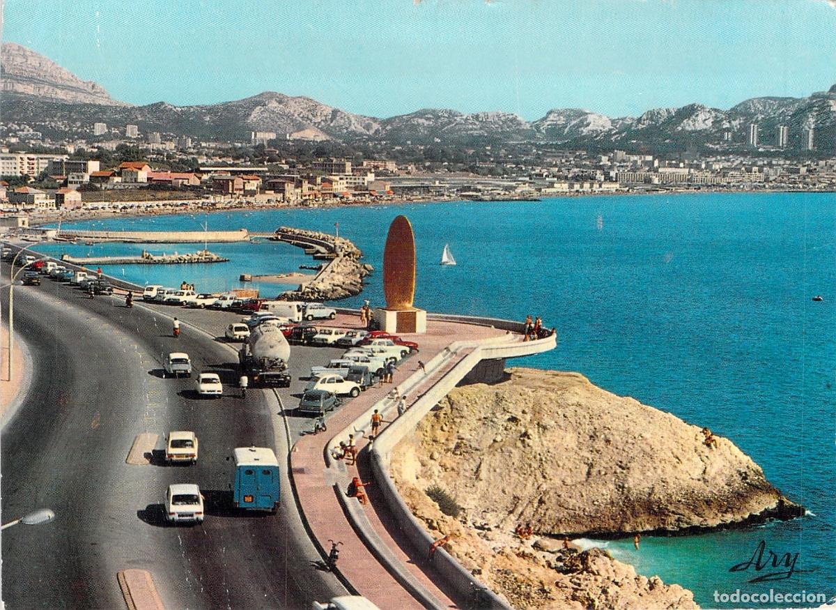 Postales: Postal de Marsella, Paseo de la Corniche y Playa del Prado