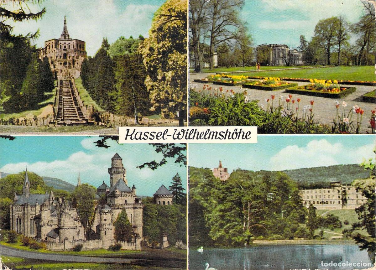 Postales: Postal Multivista de Kassel-Wilhelmsh&ouml;he Alemania Castillo y Monumentos