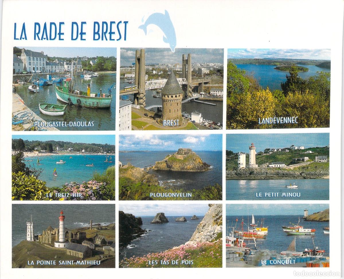 Postales: Postal de la Rade de Brest, Breta&ntilde;a, Multivista de Puntos de Inter&eacute;s