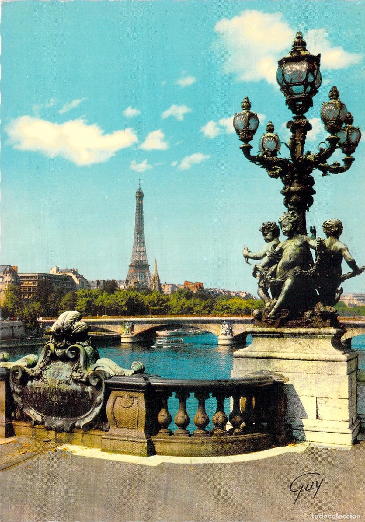 Postales: Postal de Par&iacute;s Puente Alejandro III y la Torre Eiffel