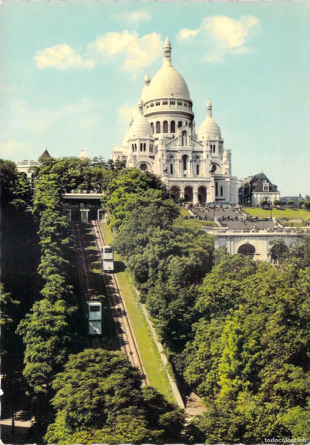 Postales: Postal Bas&iacute;lica del Sacr&eacute;-C&oelig;ur de Montmartre y Funicular, Par&iacute;s