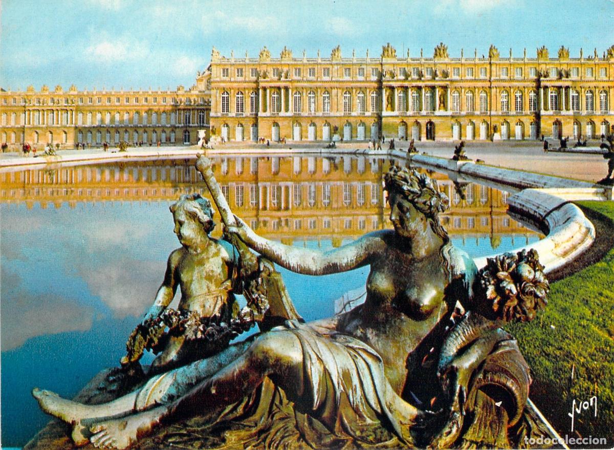 Postales: Postal Palacio de Versalles con Estanque y Esculturas Francia