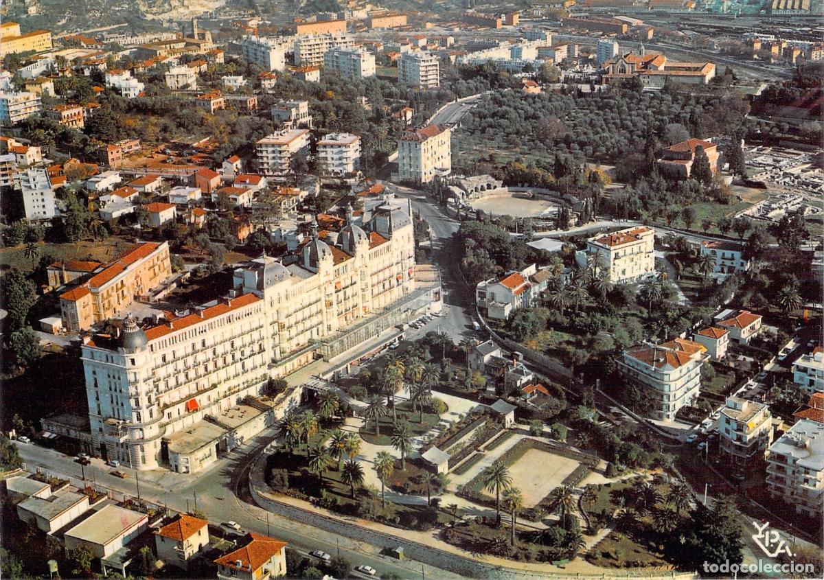 Postales: Postal Vista A&eacute;rea de Niza, Hotel R&eacute;gina y Arenas de Cimiez