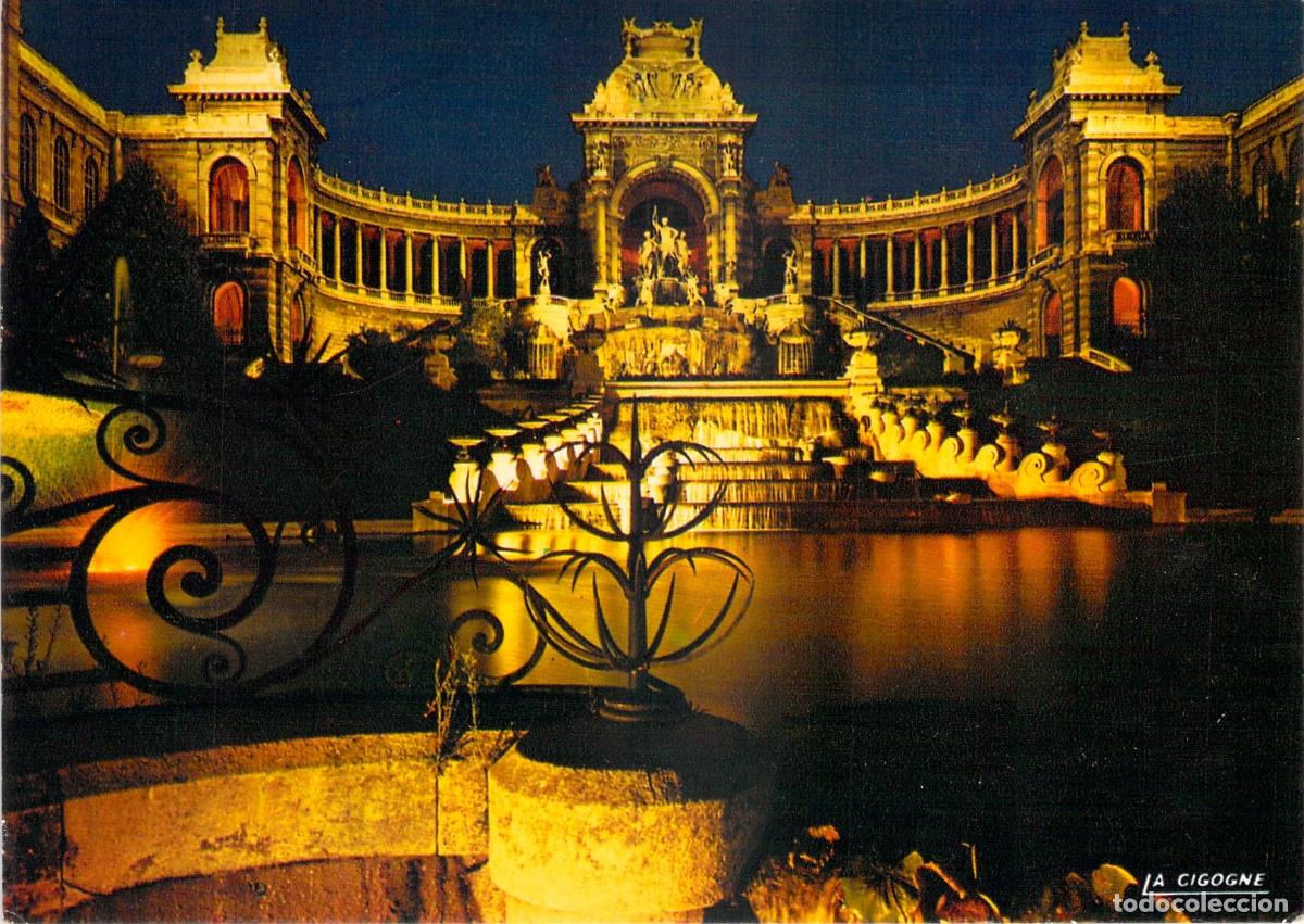 Postales: Postal de Marsella - Palacio Longchamp de Noche