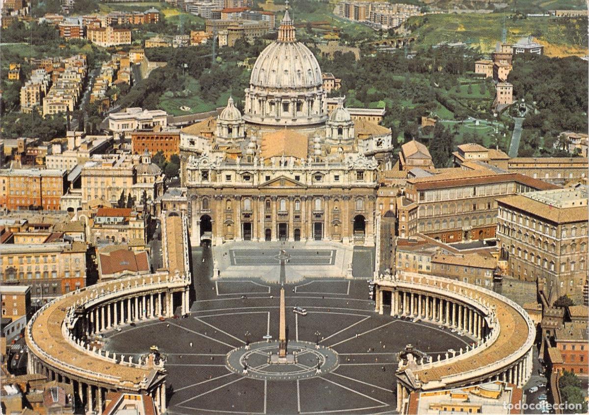 Postales: Postal de la Plaza de San Pedro y Bas&iacute;lica en Roma