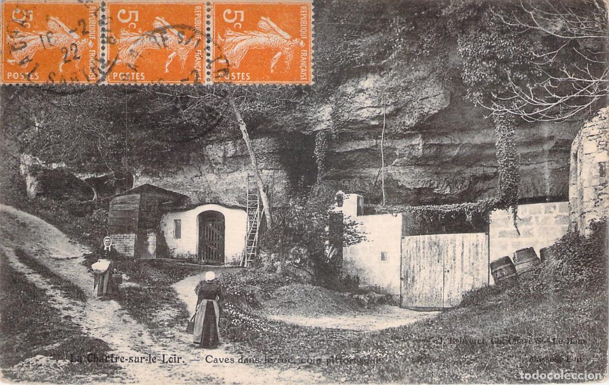 Postales: Postal de La Chartre-sur-le-Loir, Cuevas en la Roca Pintoresca