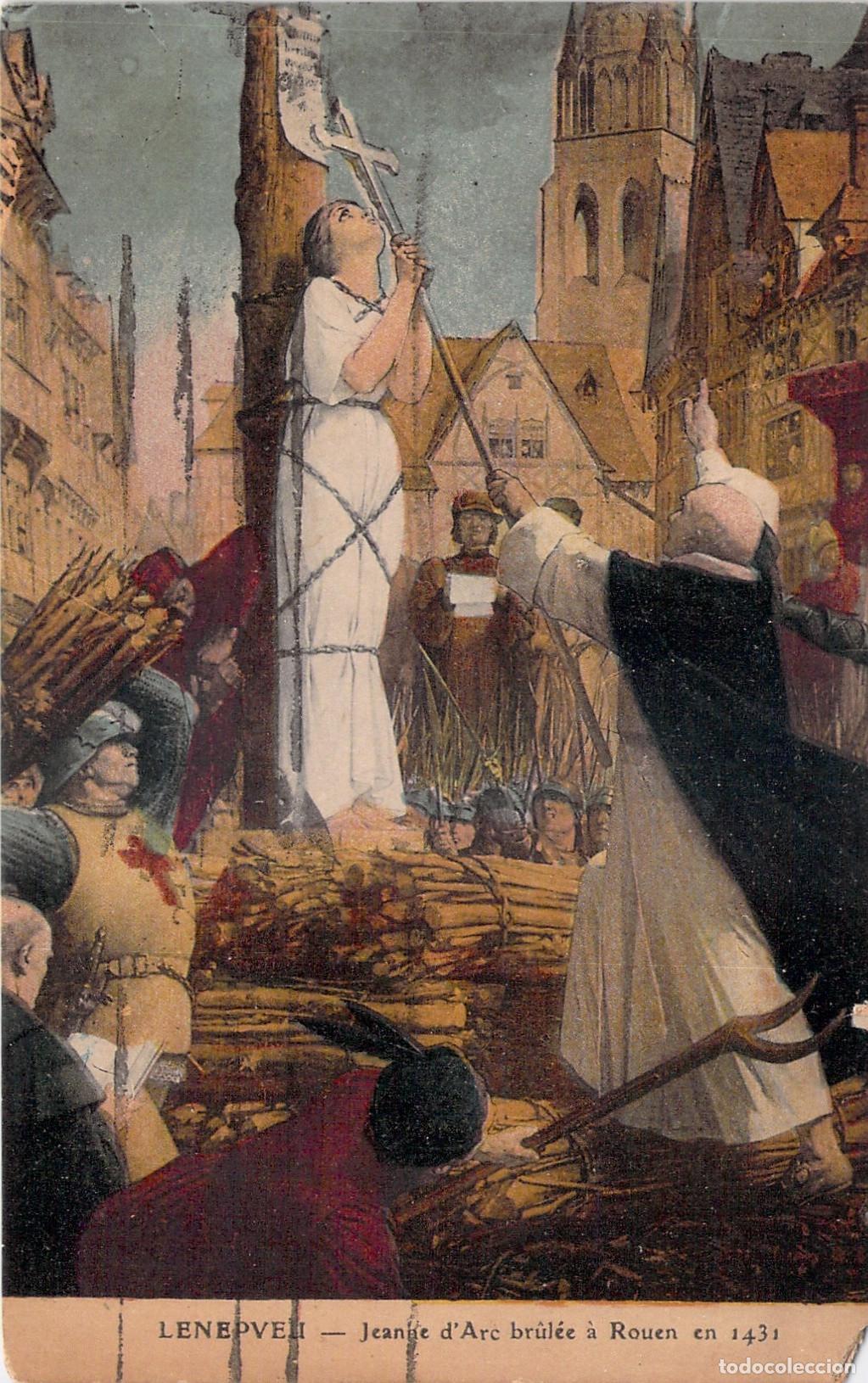 Postkarten: Postal Art&iacute;stica de Juana de Arco en la Hoguera en Rouen